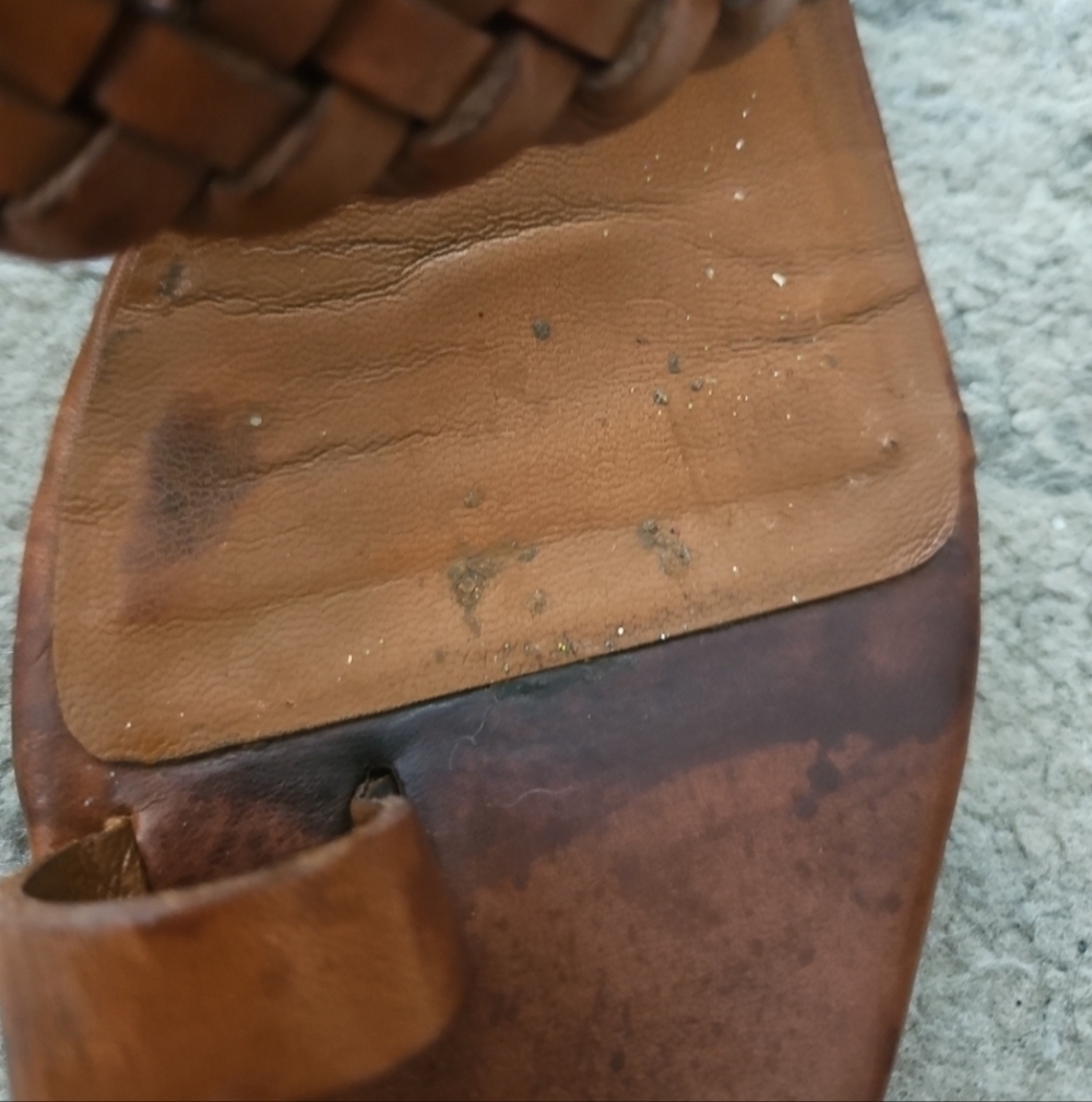 Loeffler Randall Brown Braided Leather Block Heel Chic & Timeless Sandal 7 - Picture 12 of 14